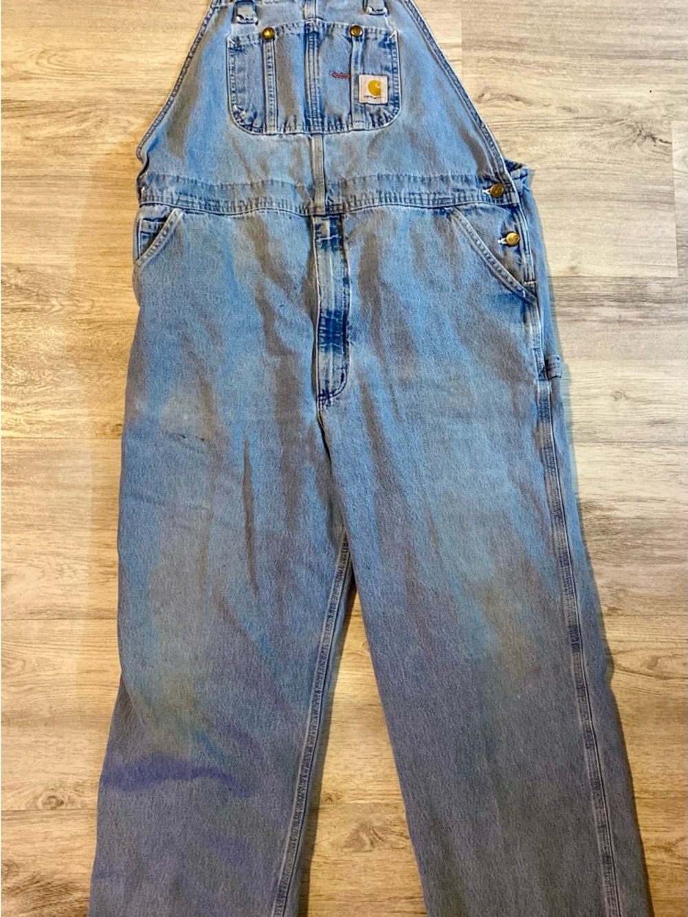 Carhartt Men's Blue Lightwash Denim Overalls - Classic Workwear